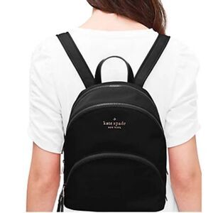KATE SPADE Karissa Nylon Medium Backpack Black Classic Logo #wkru6586